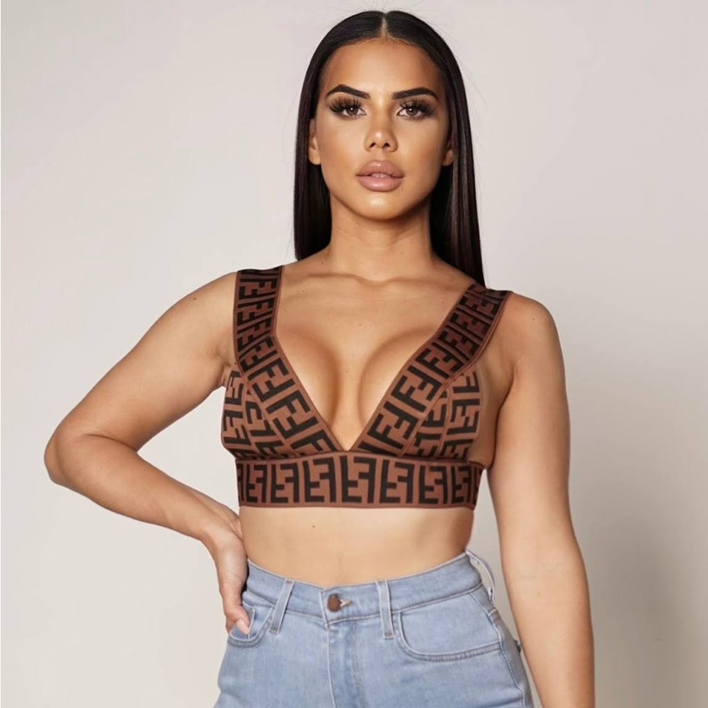 Fendi ff logo bralette crop top size M